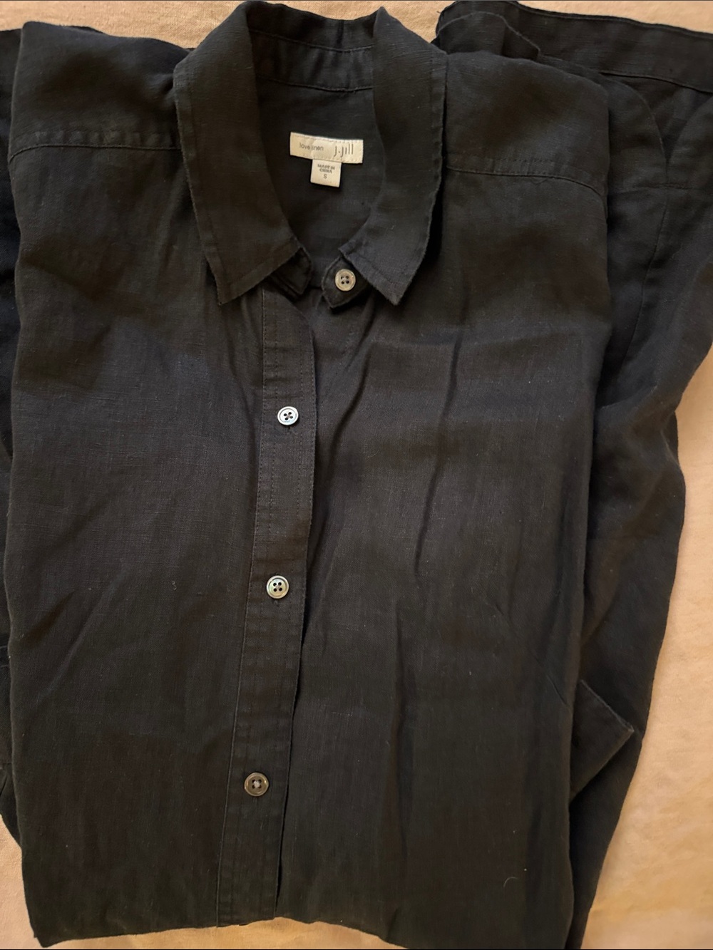 J.Jill Linen Black Button-Up Shirt Dress size S